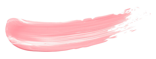 Shiny pink liquid brush stroke isolated on transparent background