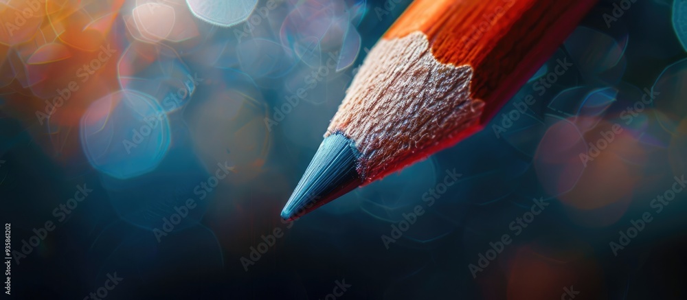 Poster a very shallow close up of the pencil tip features a blurred background and includes a copyspace