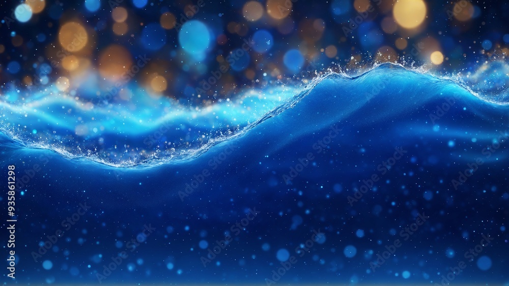 Poster blue ocean waves gently lapping. sparkling water adds a magical touch. abstract shapes create depth 
