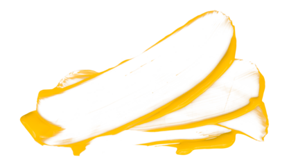 Separate broken yellow brush strokes on transparent background.