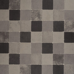Fototapeta premium Black and Grey Checkerboard Tile Texture – Rustic Stone Flooring with Square Pattern
