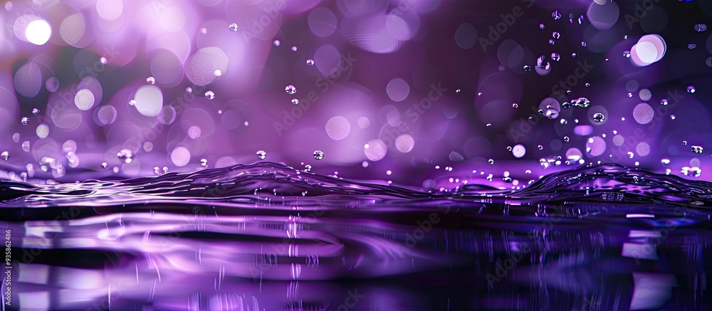 Poster background bokeh purple light from water abstraction. copy space image. place for adding text and de