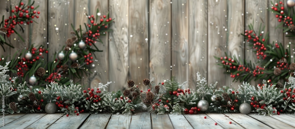 Poster rustic christmas holiday backdrop with a list. copy space image. place for adding text and design