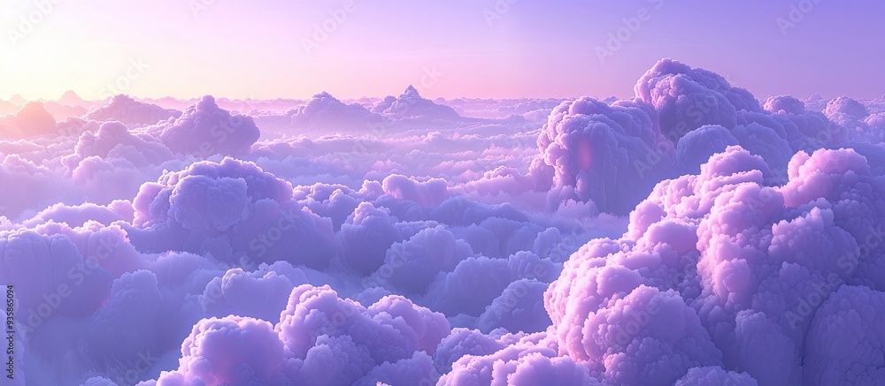 Poster beautiful purple sky at twilight with soft fluffy clouds. copy space image. place for adding text an