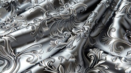 Jacquard, organza and silk for sewing. Cream Color Jacquard Brocade Fabric, 3D Jacquard Yarn Fabric with Floral and Plant. AI generated illustration