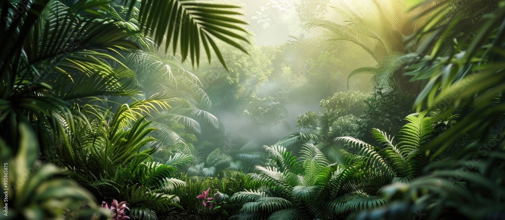 Poster summer serenity jungle. copy space image. place for adding text and design