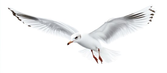 Fototapeta premium White Seagull in Flight with Spread Wings