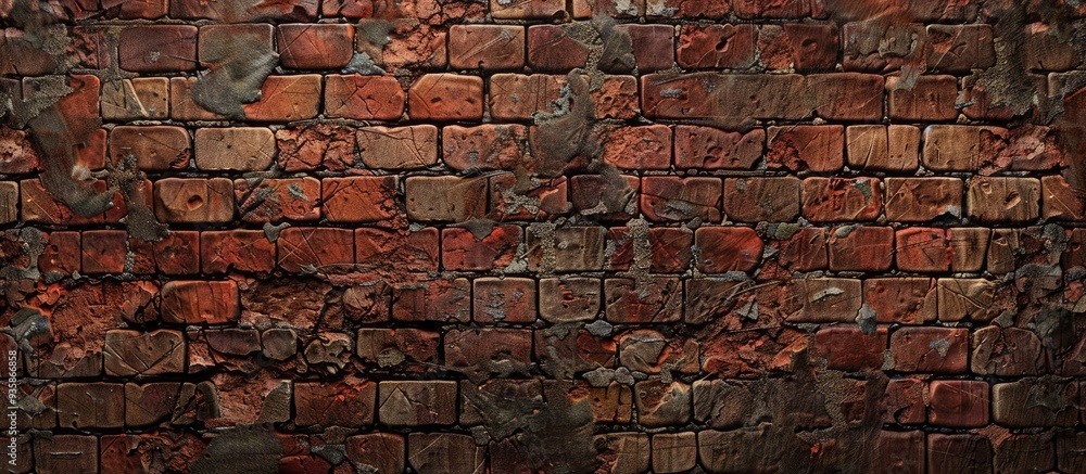Poster aged red brick walls that are beginning to crack. copy space image. place for adding text and design