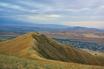 beautiful panoramic view of the mountains in the evening