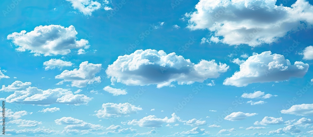 Poster blue sky with white clouds nature background suitable for copyspace to write text messages