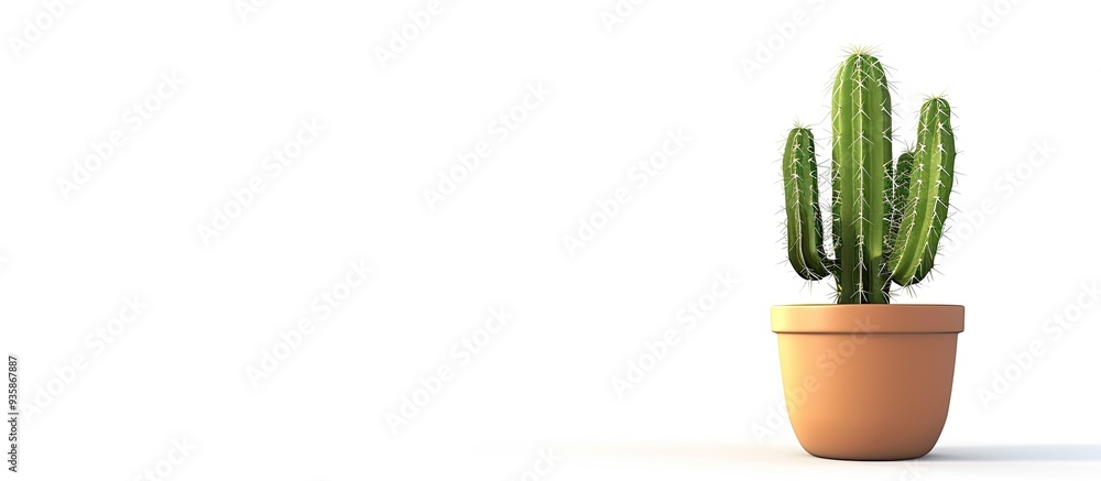 Poster cactus in a pot isolated on a white background. copy space image. place for adding text and design