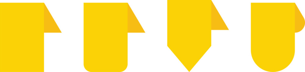 Yellow Empty ribbon banners set. Vector illustration