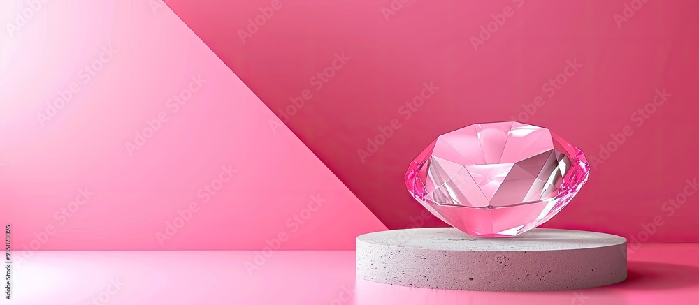 Poster conceptual abstract backdrop featuring a crystal podium for showcasing branding identity and packagi