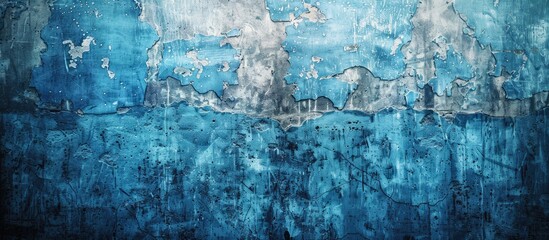 Vintage filtered cement wall texture grungy background blue hue. Copy space image. Place for adding text and design