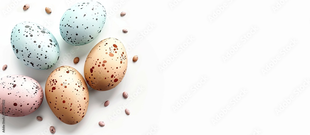 Poster easter eggs against a white background. copy space image. place for adding text and design