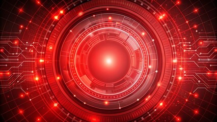 Obraz premium Red technology circle and computer science 
