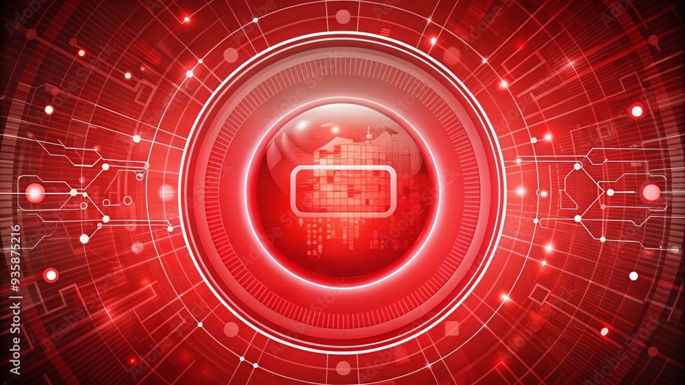 Poster red technology circle and computer science