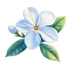 A stunning blue flower illustration with vibrant leaves, perfect for nature-themed designs and floral artwork.