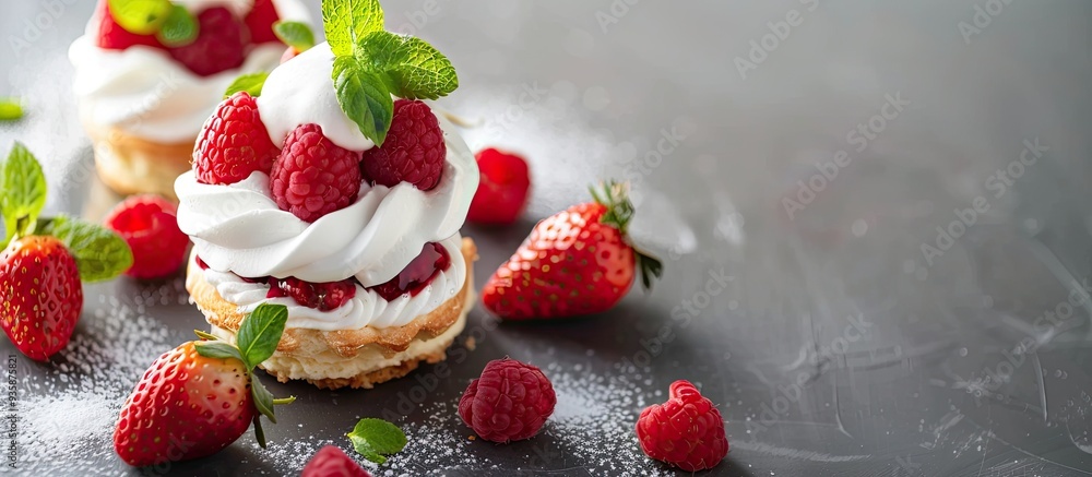 Poster chic complete shortcakes to enjoy at home. copy space image. place for adding text and design