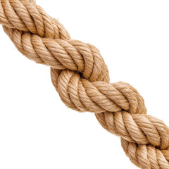 Fototapeta premium A close-up of a twisted natural rope isolated on a white background.