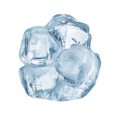 Obraz premium A close-up view of a cluster of clear ice cubes isolated on a white background.