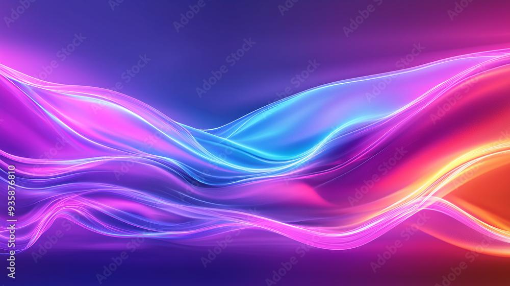 Poster abstract colorful wavy lines on a gradient background