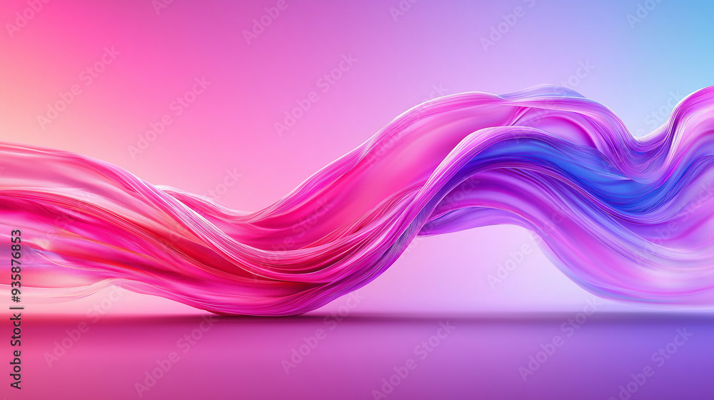 Aufkleber abstract colorful wavy silk fabric on gradient background with iridescent sheen and smooth texture