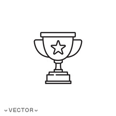 trophy icon, achievement, thin line symbol isolated on white background, editable stroke eps 10 vector illustration
