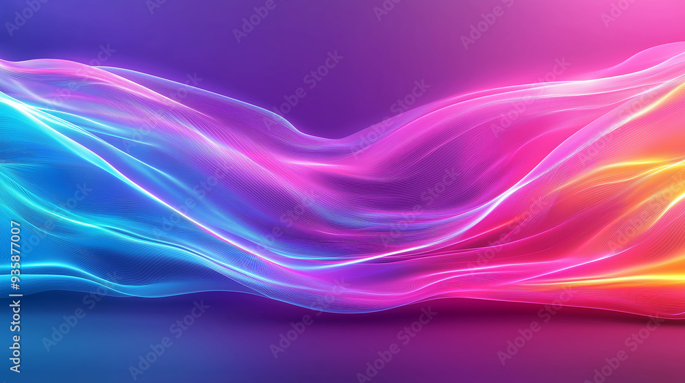 Aufkleber dynamic and vibrant neon waves flowing on a gradient background with striking colors