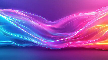 Naklejka premium Dynamic and Vibrant Neon Waves Flowing on a Gradient Background with Striking Colors