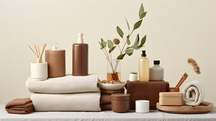 A diverse array of eco-friendly beauty and personal care products,