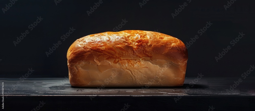 Poster bread shaped cake crafted from dense yeast dough captured in the studio using artificial lighting. c