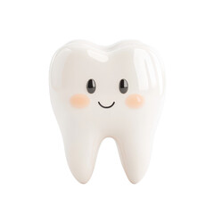 A cute cartoon tooth character with a smiling face, isolated on a white background.