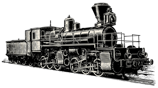 train vintage illustration isolated on transparent background