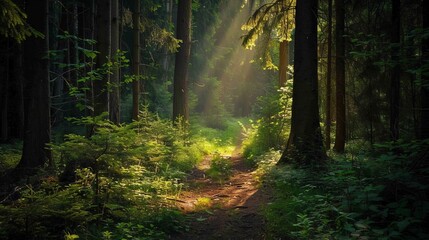 Obraz premium In the forest, time seems to stand still, offering a respite from the hustle and bustle of everyday life.