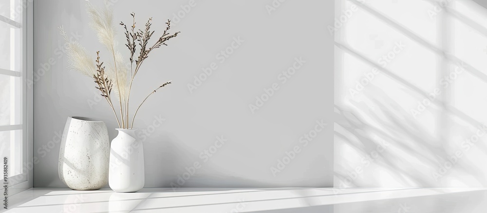 Poster work desk job on white table. copy space image. place for adding text and design
