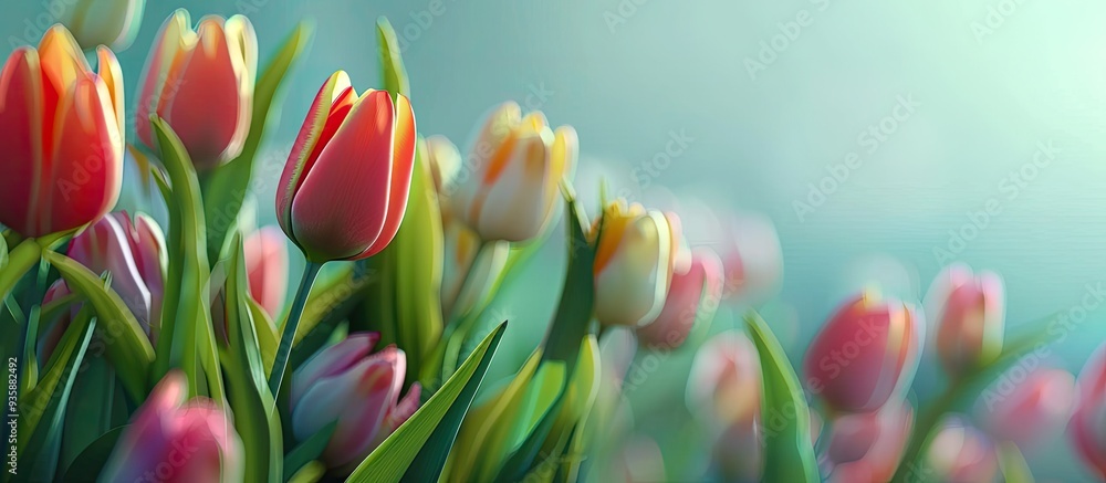 Poster the initial flowers of spring are tulips vibrant enchanting and refreshing this display is ideal for