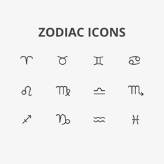 Zodiac signs. Horoscop icons. Vector illustration