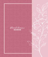 Abstract vector background template wedding invitation greeting card, posters or banner with hand drawn line floral. Modern cover design post social media