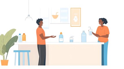 Healthcare professional explaining to a parent the importance of maintaining proper visual aids and educational materials to provide guidance and support