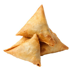 Delicious golden-brown samosas, crispy and perfect for any occasion. isolated on a white background.