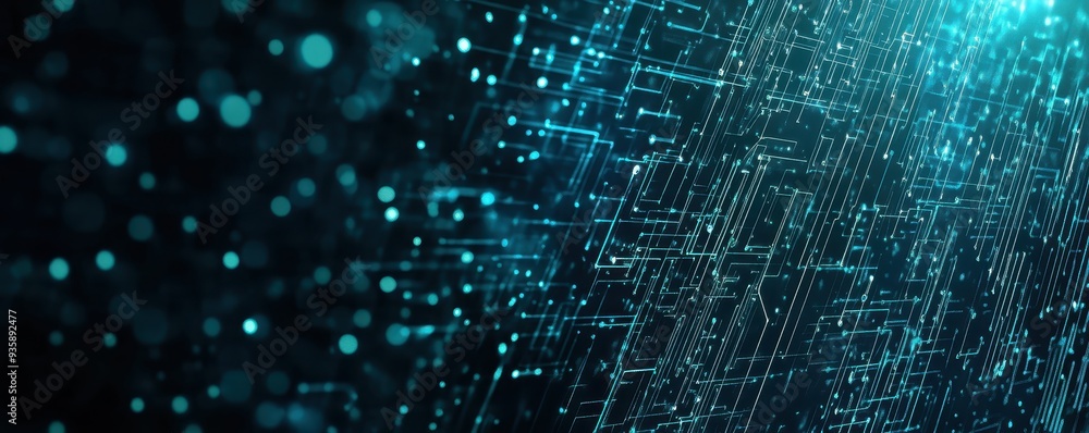 Aufkleber abstract digital background with glowing particles and circuitry, representing technology, network, 