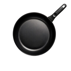 High-quality black frying pan isolated on a white background.