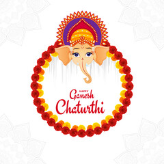 Happy Ganesha Chaturthi Indian festival celebration background with lord ganesha idol vector illustration.