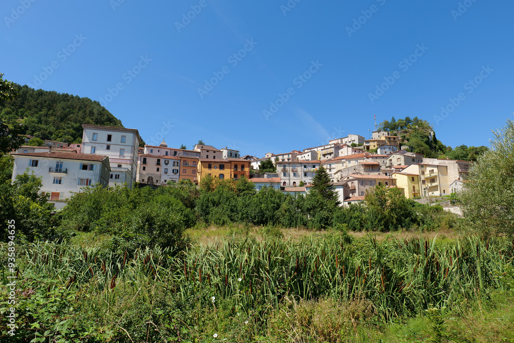 Sticker the landscape of carovilli, a village in molise in italy.