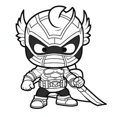 COLORING DRAWING LITTLE MASKED HERO MANGA 5