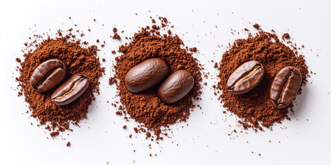 Obraz premium Chicchi di caffè su sfondo bianco. Menù e pubblicità.