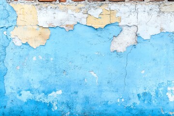 Obraz premium Close-Up of Blue Paint Peeling on a Weathered Wall with Copy Space