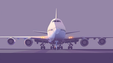 Fototapeta premium Airplane Ready for Takeoff on Runway