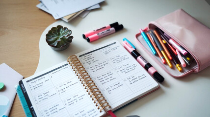 creative "Back to School" desk setup scene a creative desk setup